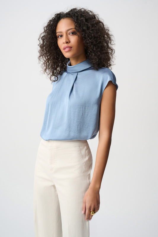 RECYLCED SATIN TURTLENECK TOP