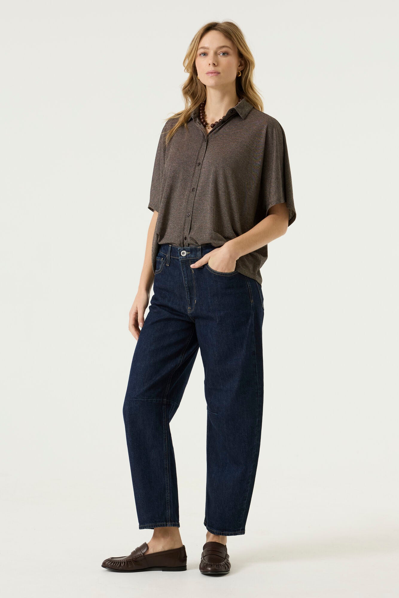 THE LUE BUTTON UP S/S TOP