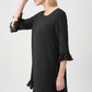 GEORGETTE RUFFLE TRIM TRAPEZE DRESS