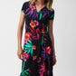 Silky Knit Tropical Print Wrap Dress 251011