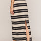 GAIL STRIPED JERSEY MIDI SKIRT