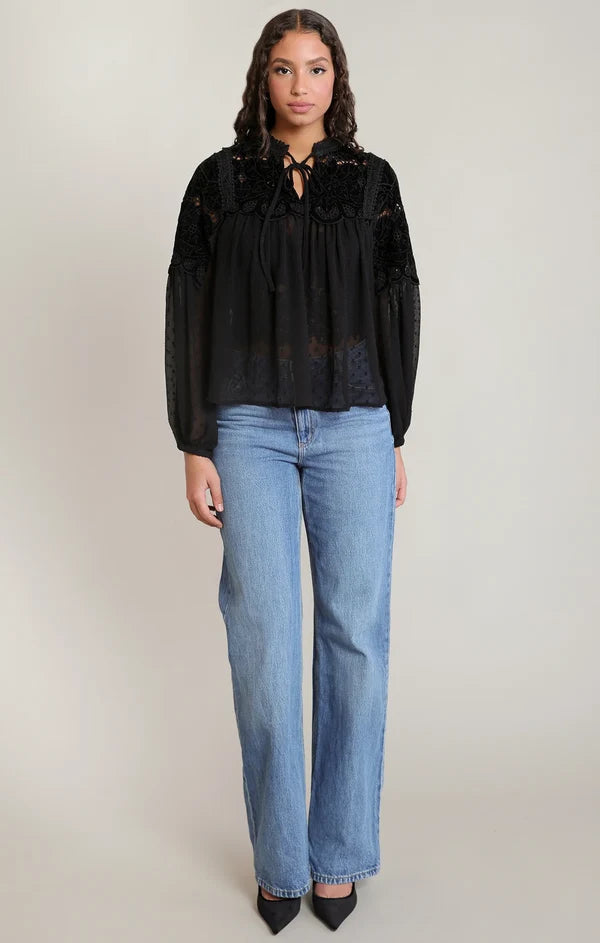 THE DARI SHEER LACE BLOUSE