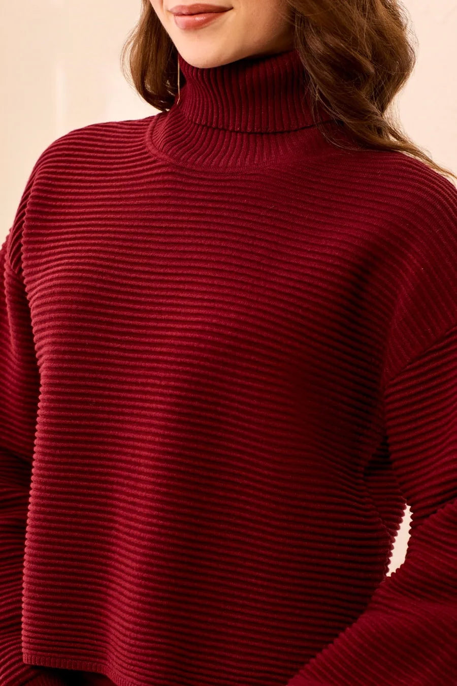 T NECK HIGH LOW SWEATER