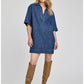 EVELINA SHORT SLEEVE DENIM DRESS