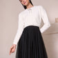 Feather Yarn Cardigan with Rhinestone Bow 254955