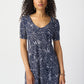 ABSTRACT PRINT PUFF SLEEVE ALINE DRESS 241293