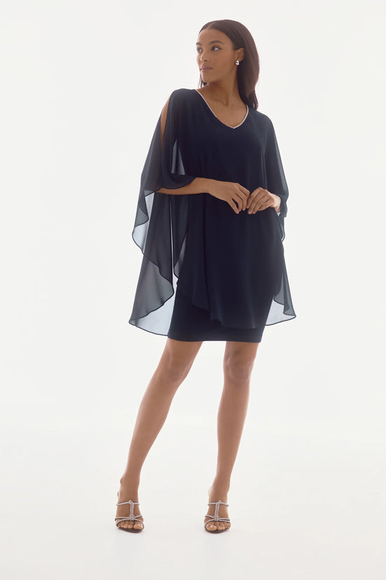 CHIFFON AND SILKY KNIT LAYERED DRESS 251746