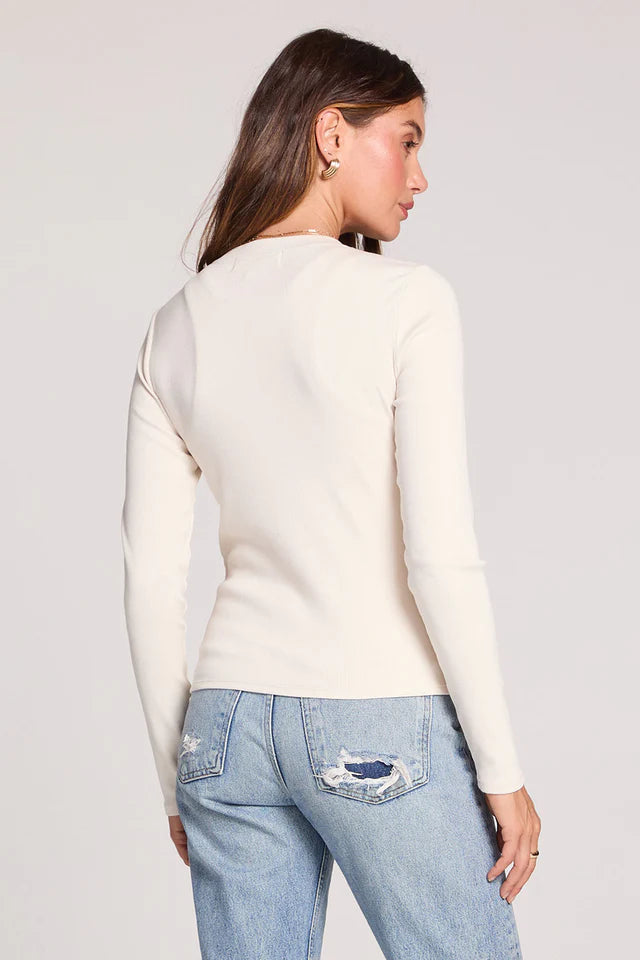 THE JILL LONG SLEEVE RIBBED BUTTON UP