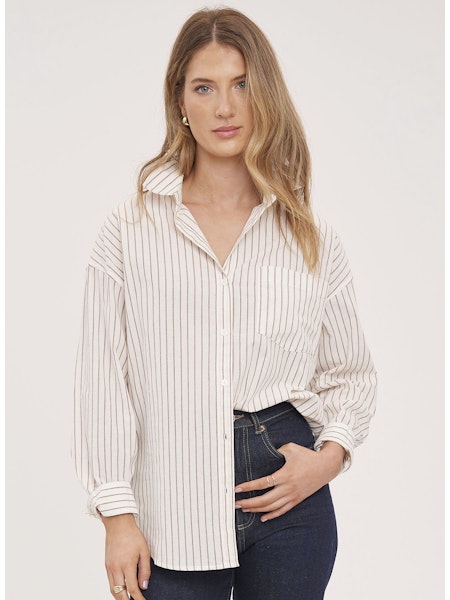 ORLANDO STRIPE BUTTON UP BLOUSE