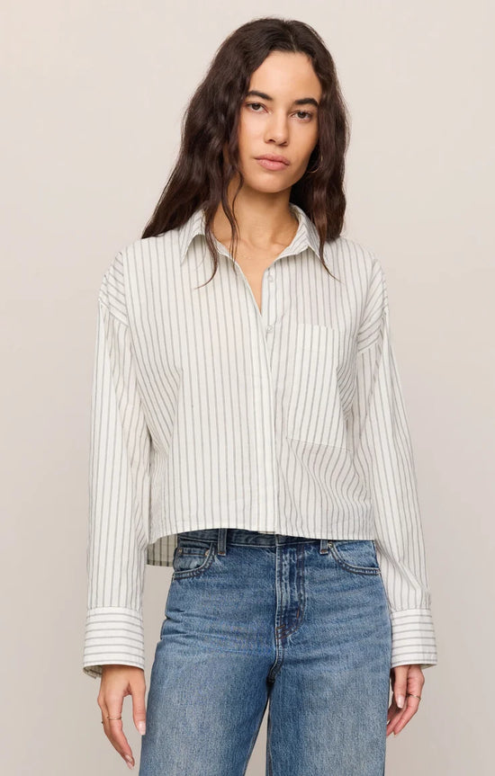 FAVORITE CROPPED STRIPED BUTTON TOP