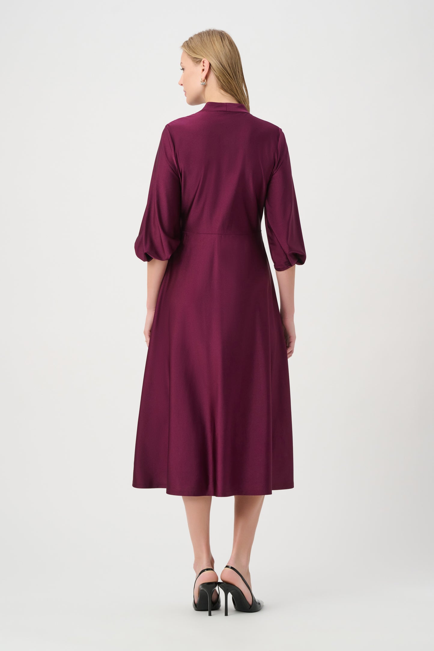 Knit Satin Flowy Wrap Dress 264070