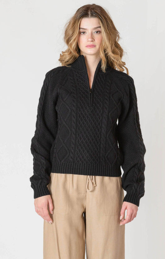 THE GILL HALF ZIP CABLE SWEATER