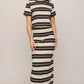 GAIL STRIPED JERSEY MIDI SKIRT