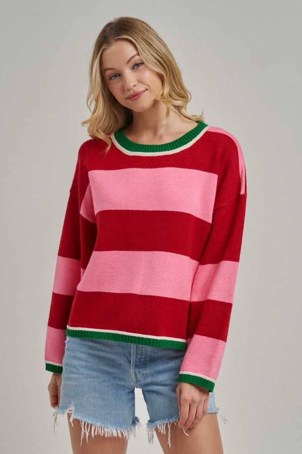 COZY HOLIDAY CHRISTMAS STRIPED SWEATER