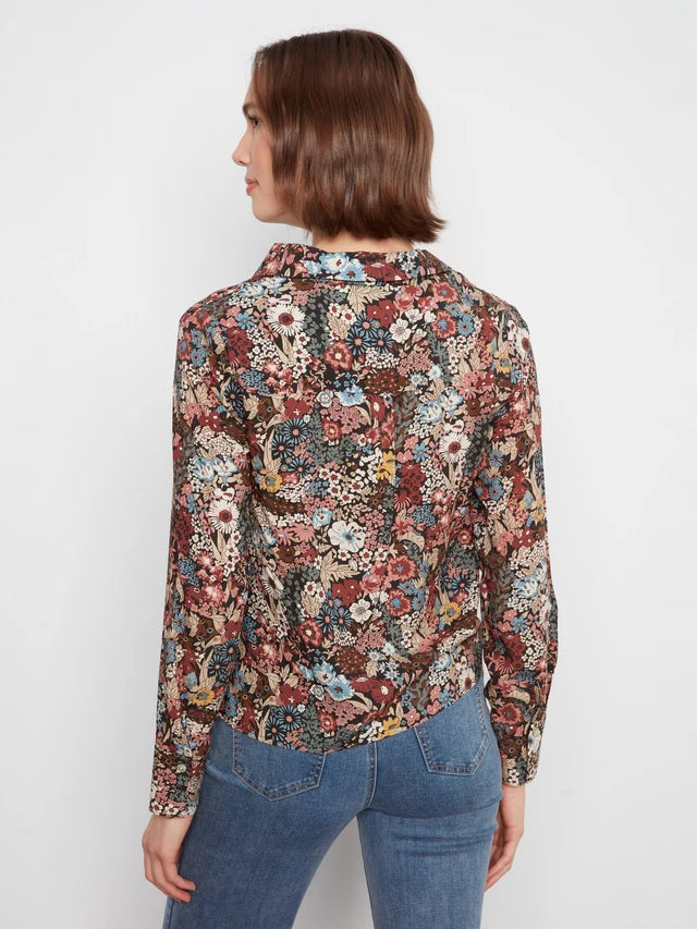 THE CARA  TWIST FRONT SHIRT W/ BUTTONS
