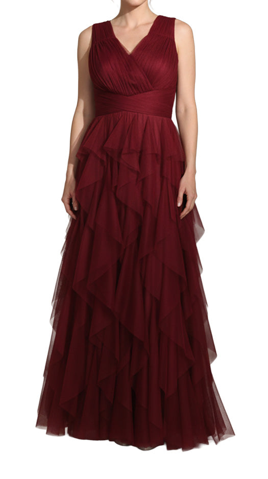 LONG LAYERED V NECK DRESS 259722