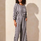 STRIPED FLOWY WIDE LEG PANTS 5753O