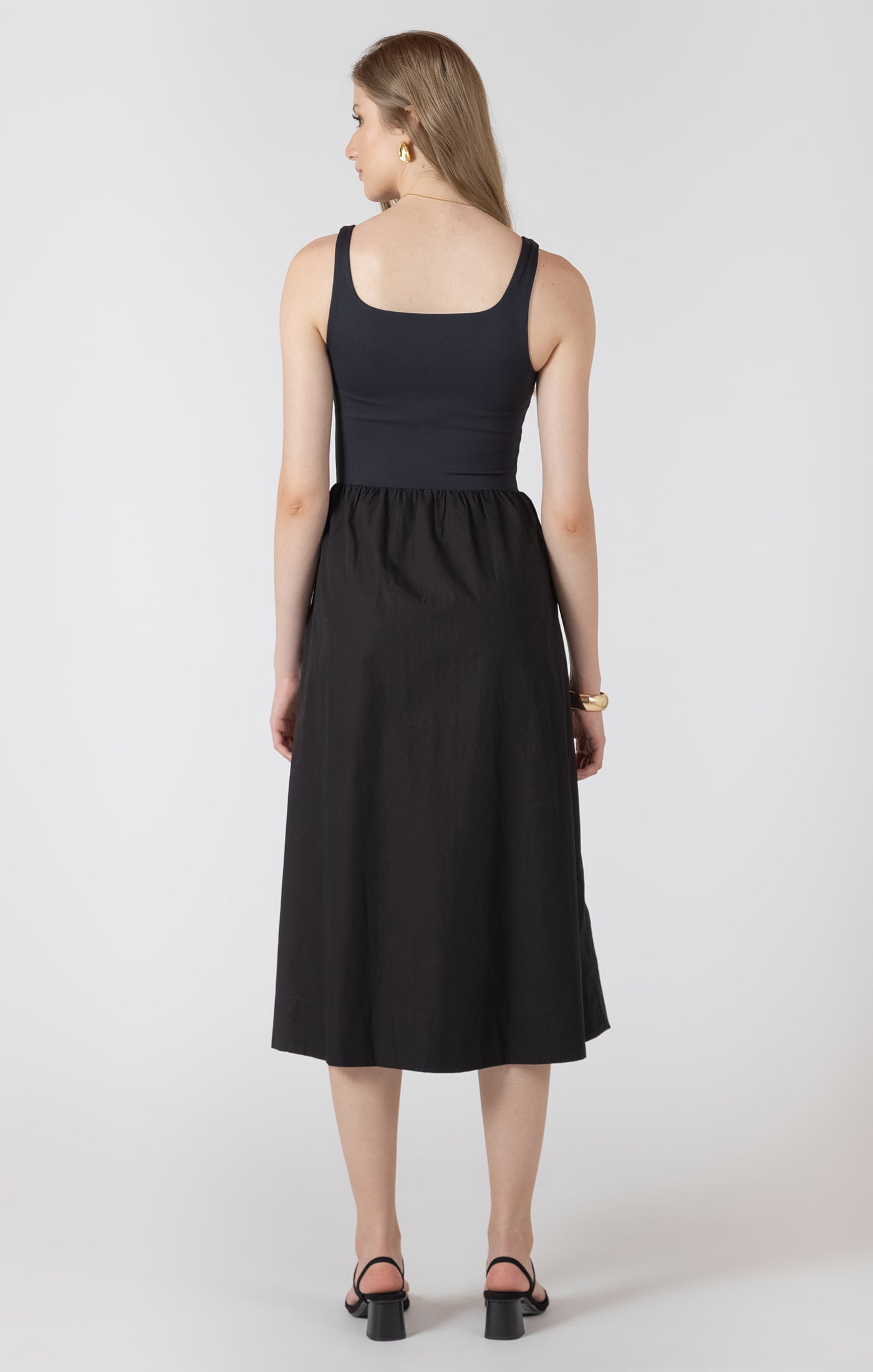 THE LATTIE MIXED FABRIC MINI DRESS