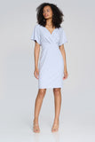 SCUBA CREPE WRAP DRESS WITH PEARL DETAIL 241761