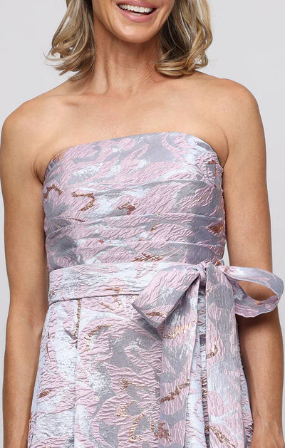 THE CYNTHIA STRAPLESS JACQUARD DRESS