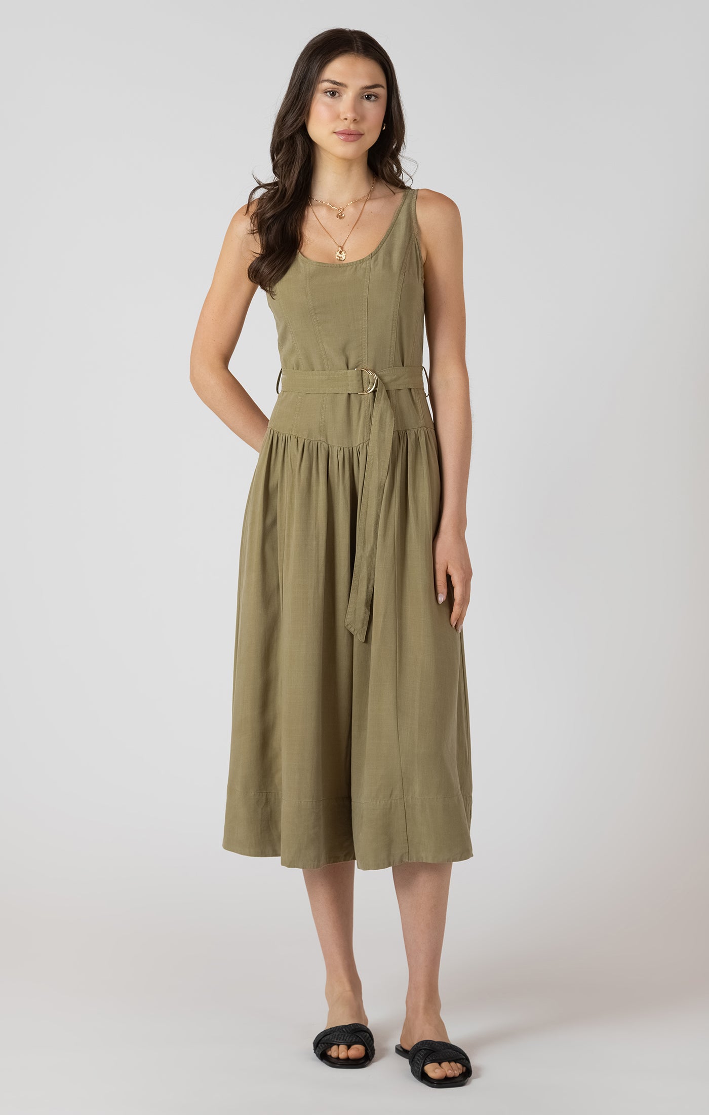 THE ADA BELTED DROP WAIST MIDI DRESS