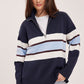 IDRIS LONG SLV STRIPE ZIP TOP