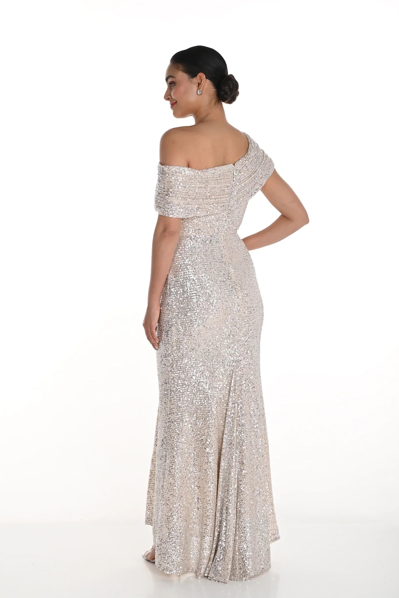 ONE SHOULDER SEQUIN LONG GOWN 258739U