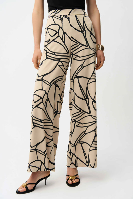 Recycled Woven Abstract Print Wide Leg Pull-On Pants 261126