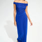 SILKY KNIT CASCADE OFF THE SHOULDER GOWN